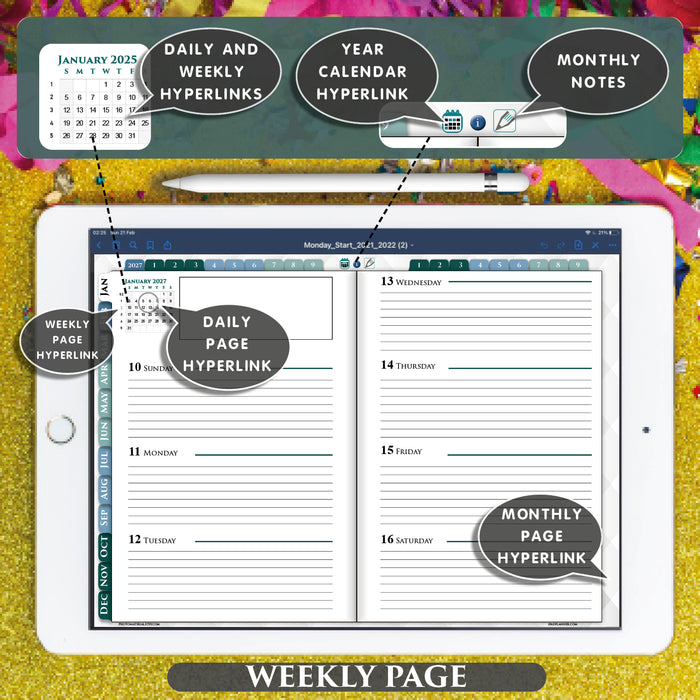 2025 2026 2027 Digital Planner Bundle. 3-years Daily Weekly Planners, BONUSES