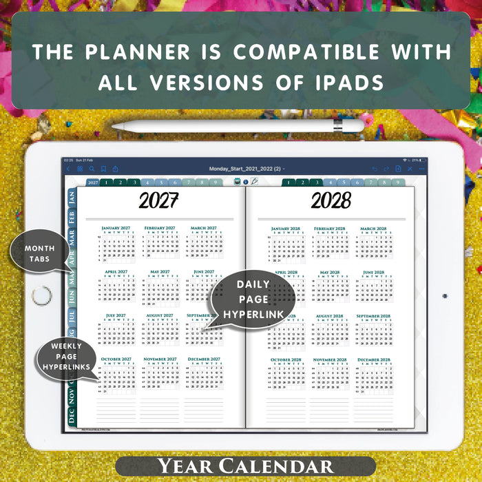 2025 2026 2027 Digital Planner Bundle. 3-years Daily Weekly Planners, BONUSES