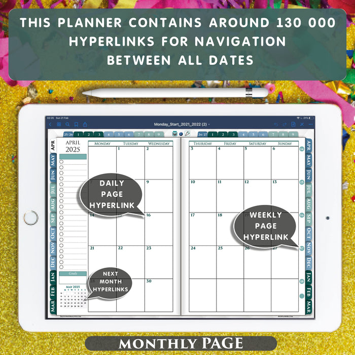 goodnotes and notability monthly planner page template