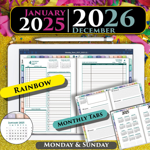 Digital Rainbow Franklin Daily Planner for iPad 2024 2025 year planning