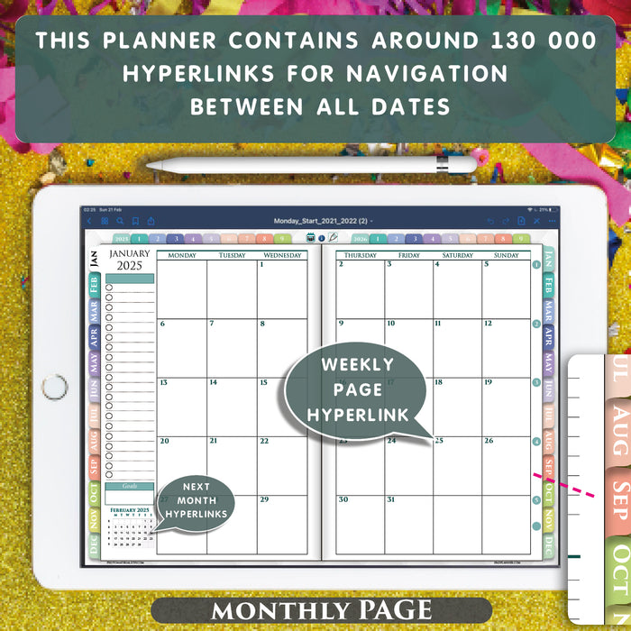 2025 2026  Digital Weekly Planner for weekly and yearly planning