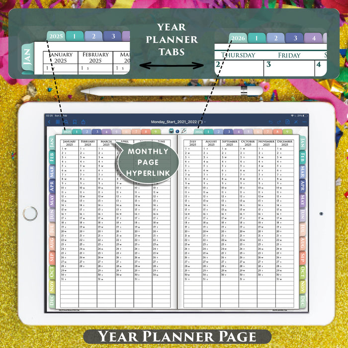 2025 2026  Digital Weekly Planner for weekly and yearly planning