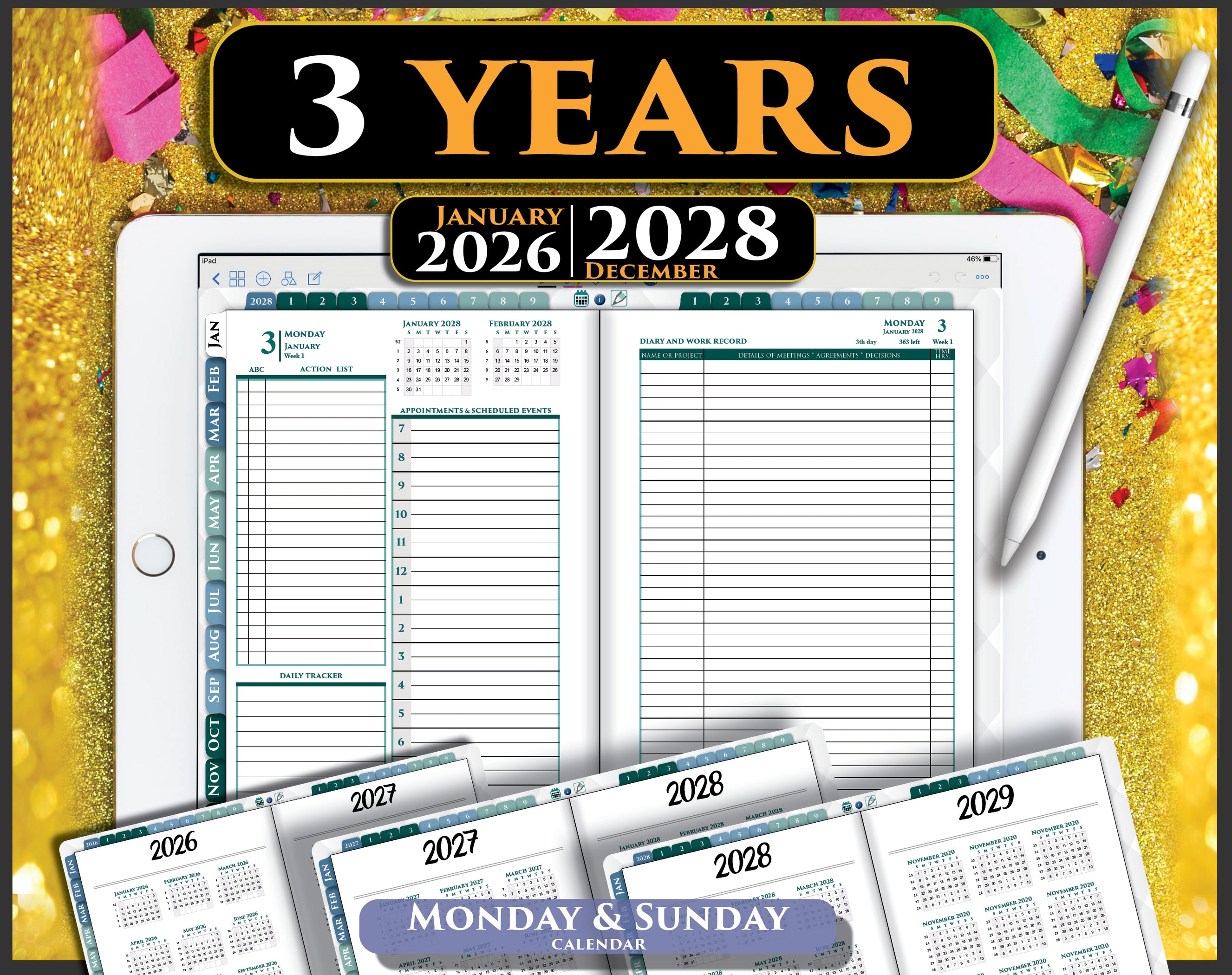 2025 2026 2027 Digital Franklin Planner Bundle Set — iPad Planner