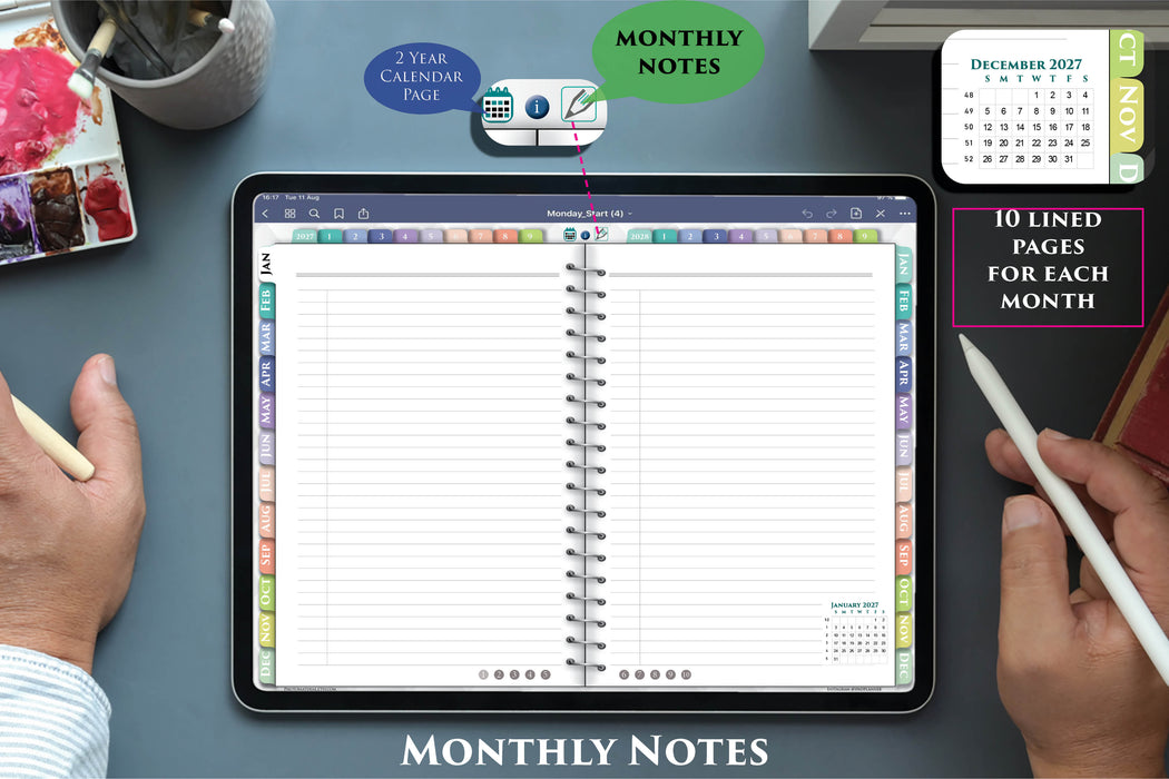 2027-2028 Digital Weekly Planner Pad | PDF Download