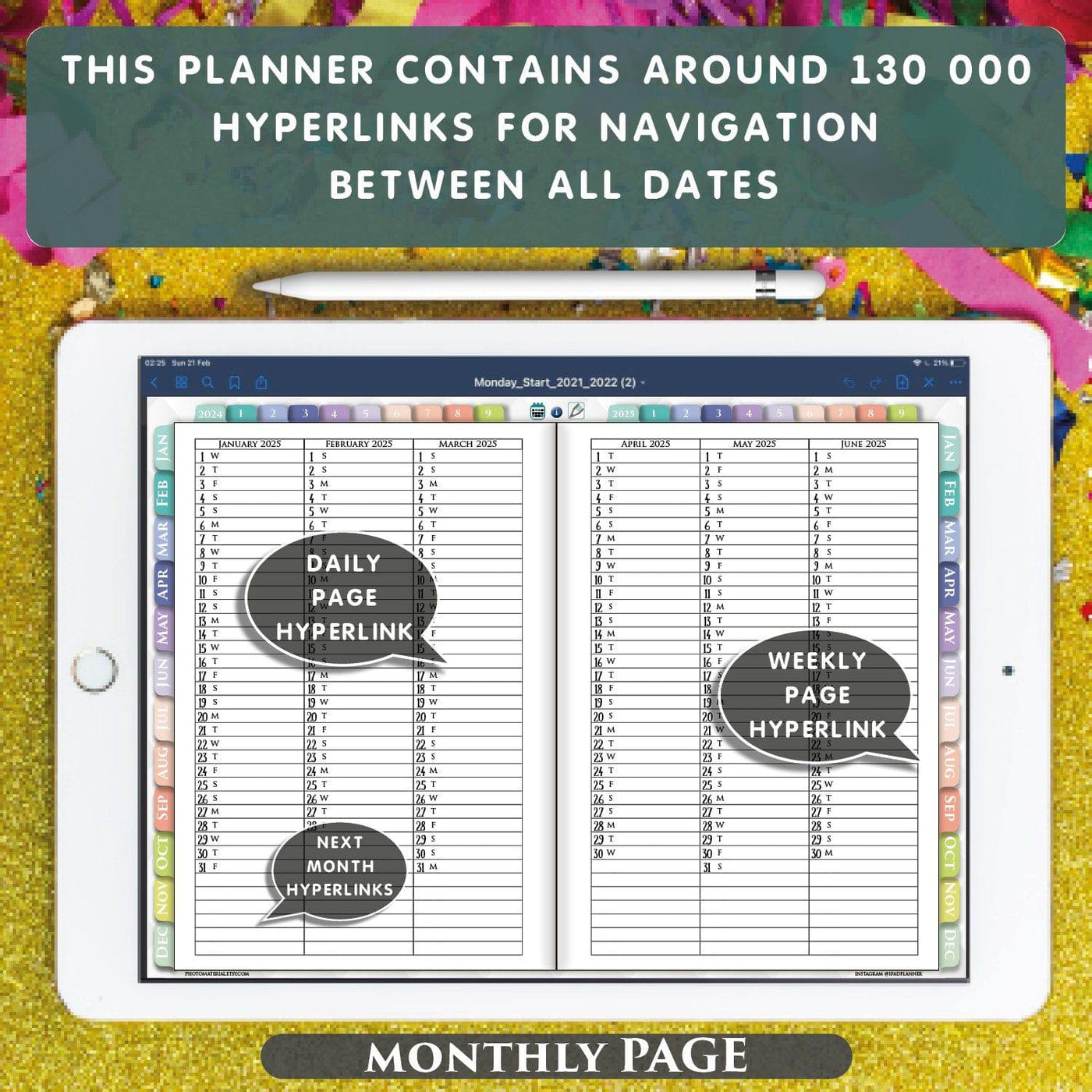 Digital Franklin Lined Daily Planner for 2024 2025 — iPad Planner