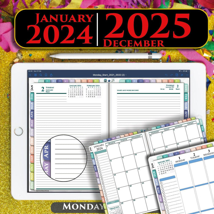 Digital Lined Daily Weekly Planner for iPad planning in 2024 2025 | apple pen compatible