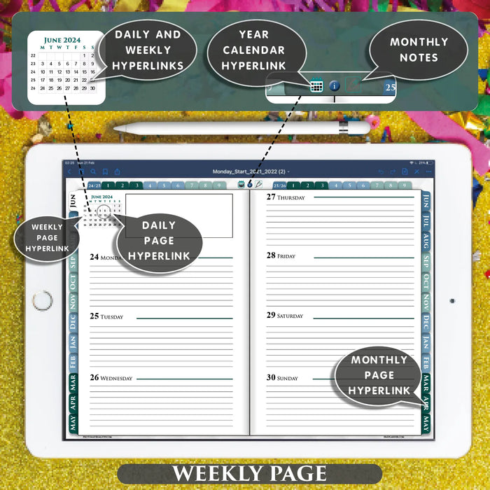 Franklin Covey digital weekly planner template for goodnotes and notability
