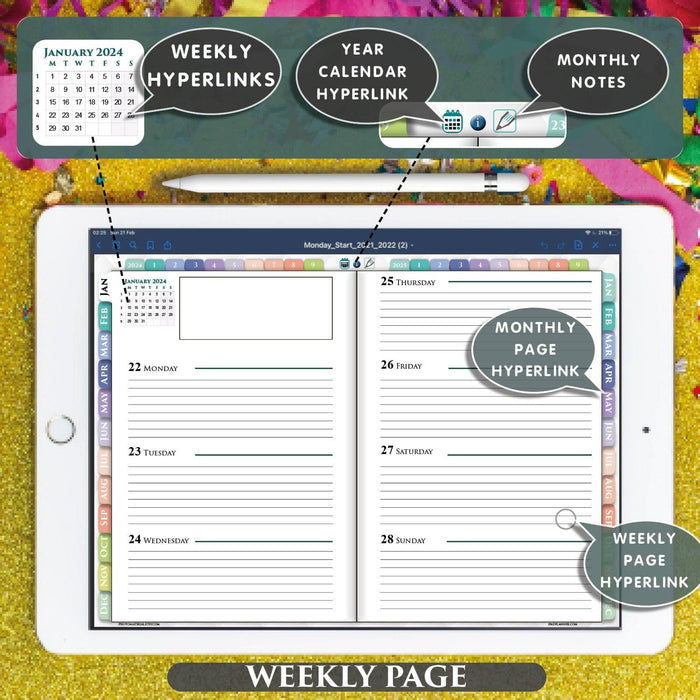 2024 2025 Digital Weekly Planner for iPad