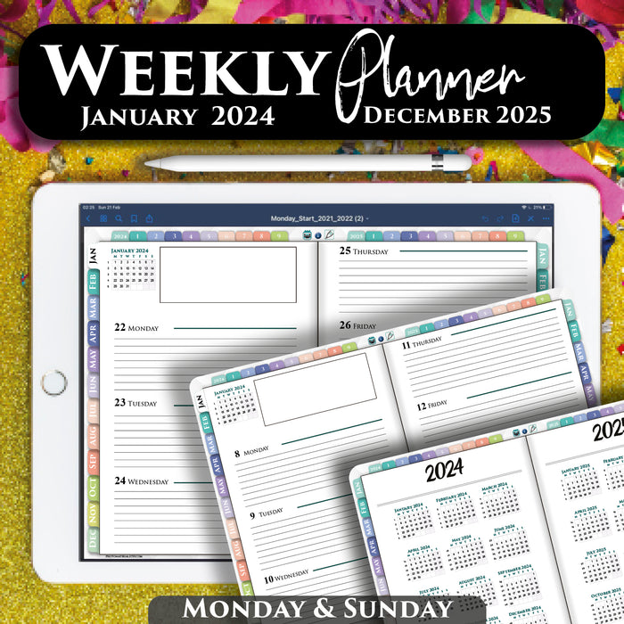 Digital Simple Planner | GoodNotes Weekly Template 2024 2025