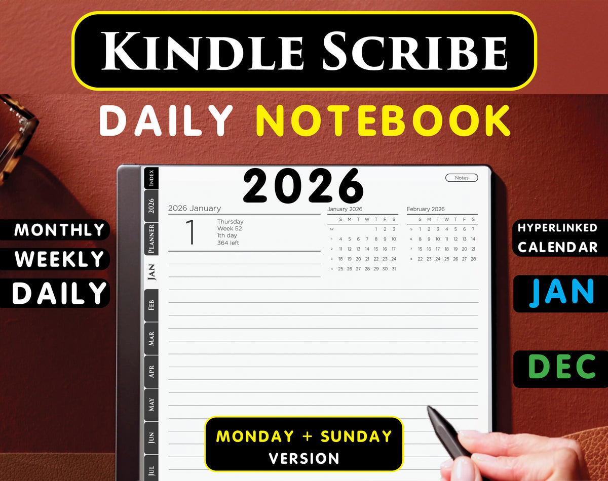 Kindle Scribe Notebook 2026 – Simple Digital Notebook PDF Daily Pages ...