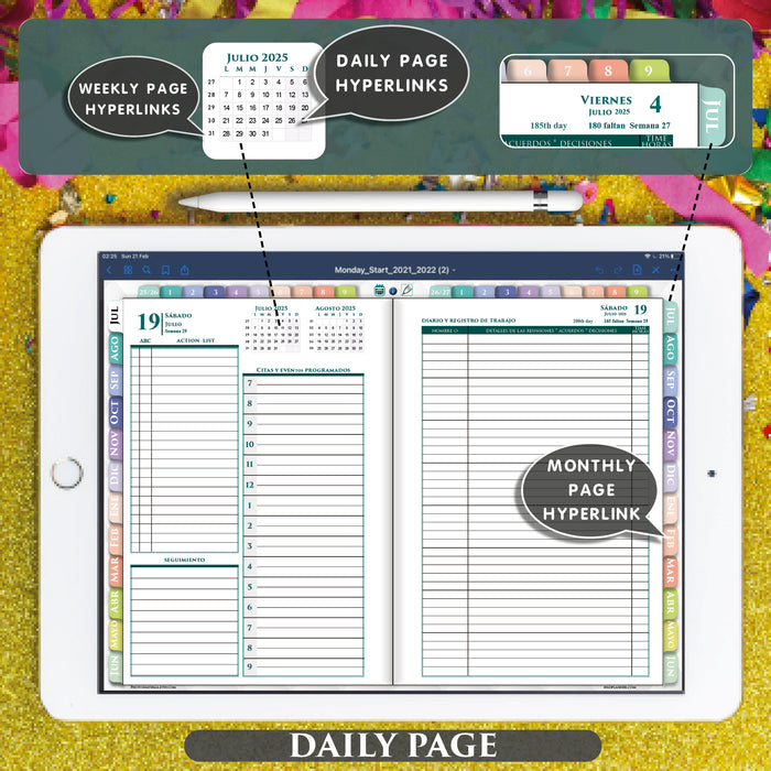 Planificador Diario Digital 2025 2026 2027 para Profesionales y Académicos | Compatible con GoodNotes y Notability