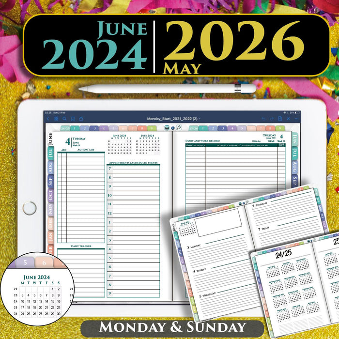 Rainbow 2024 2025 Franklin Digital Planner for Daily iPad Planning GoodNotes, Notability or Noteshelf