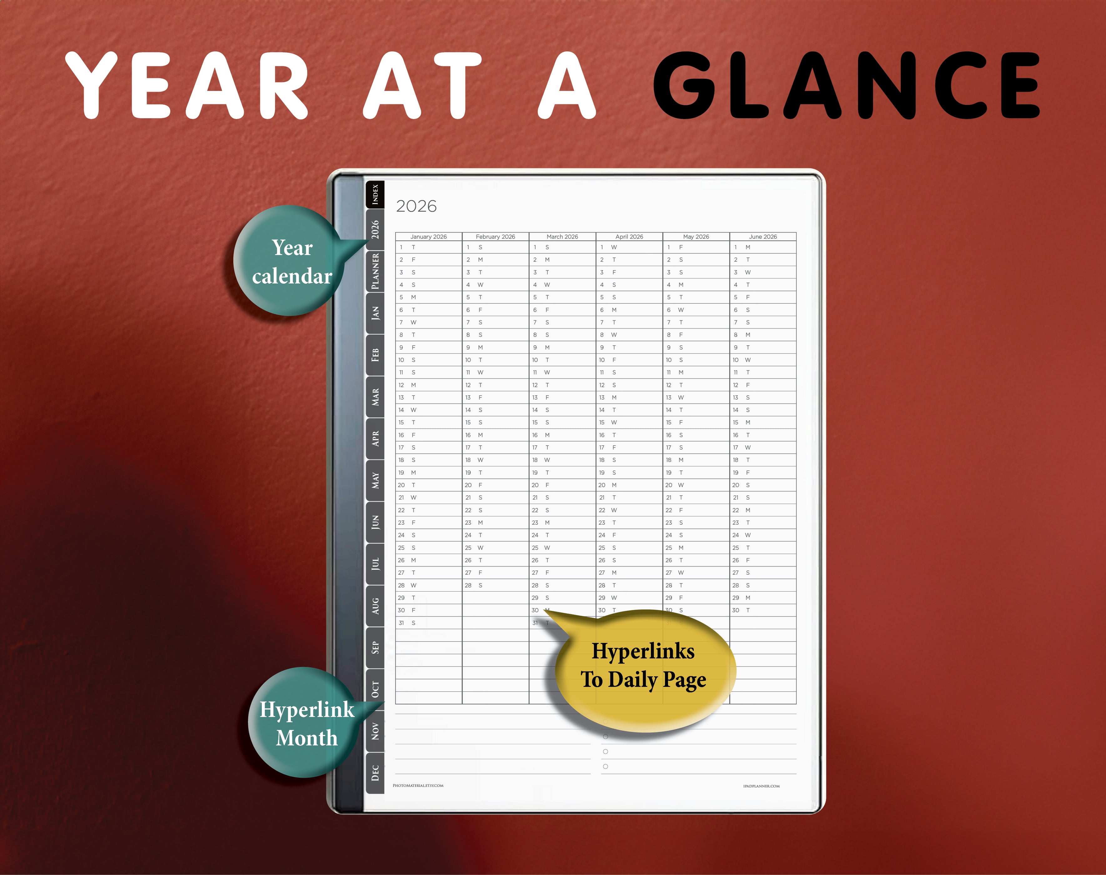 reMarkable 2 Daily Planner 2026 PDF – Hyperlinked Digital Notebook ...