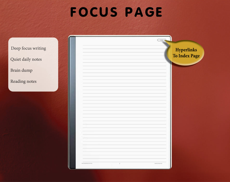 Lined Thinking Journal for reMarkable – Minimal Digital Notebook with Clickable Index (PDF)