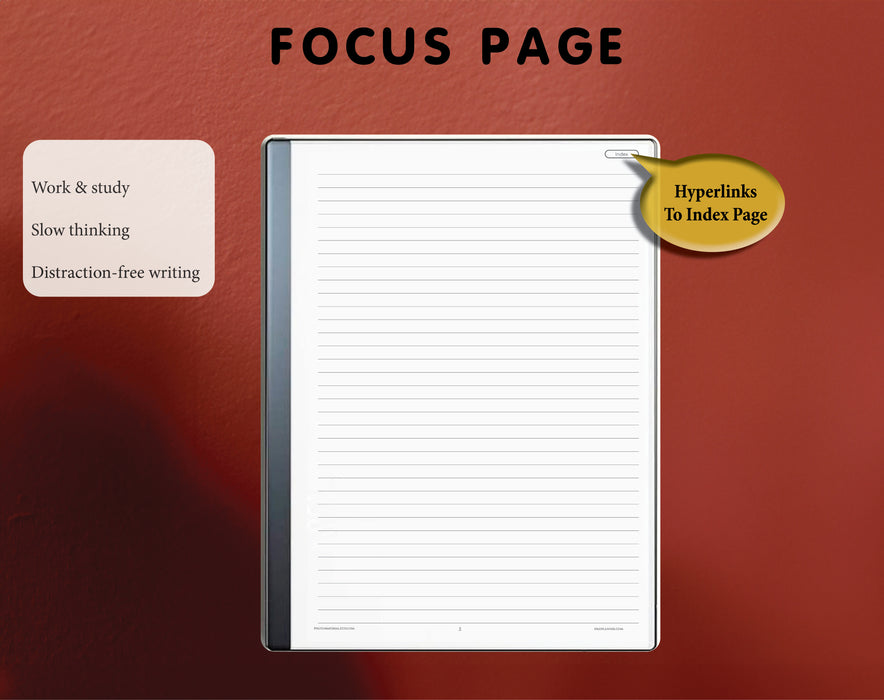 Lined Thinking Journal for reMarkable – Minimal Digital Notebook with Clickable Index (PDF)