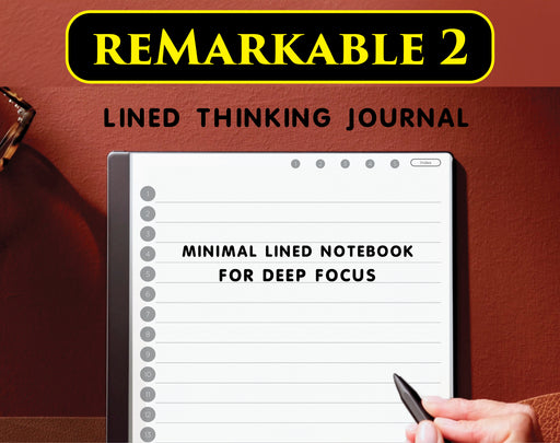 Lined Thinking Journal for reMarkable – Minimal Digital Notebook with Clickable Index (PDF)