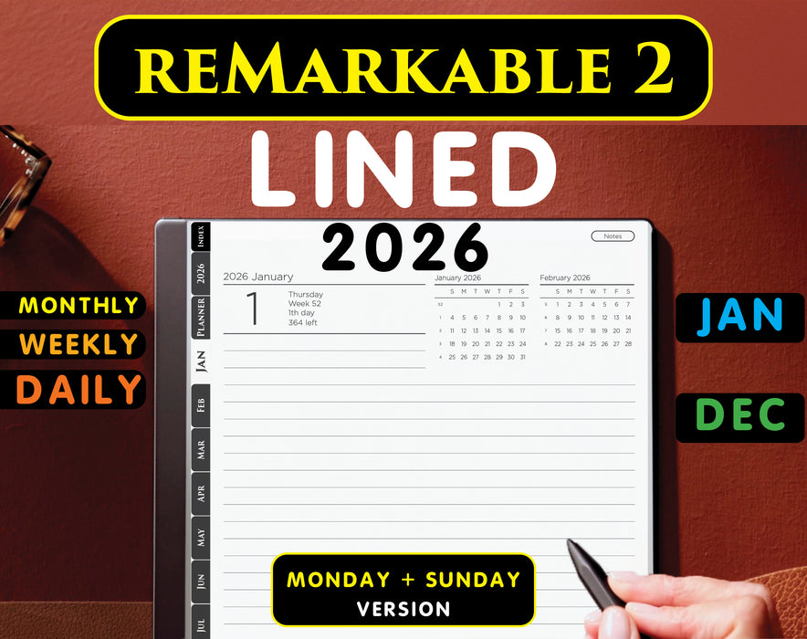 reMarkable 2 Simple Lined Notebook PDF – Minimal Digital Notebook