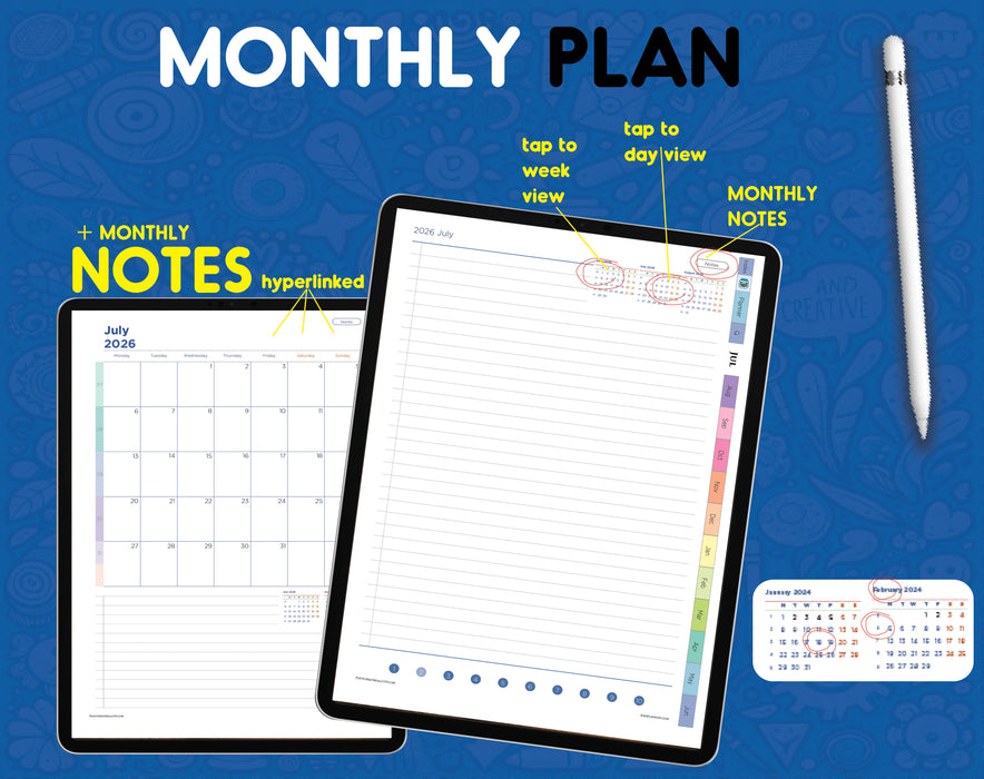 2026 2027 Digital Samsung Notes Planner Template for Android tablet