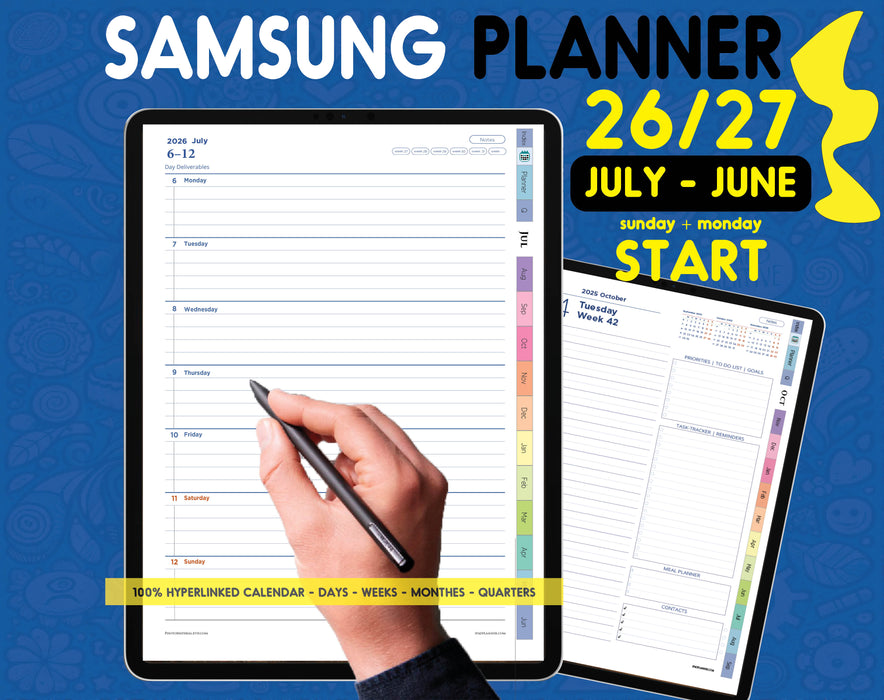 2026 2027 Samsung Notes&nbsp;Digital Planner Template – Fully Hyperlinked &amp; S Pen Ready! Mid Year Planner