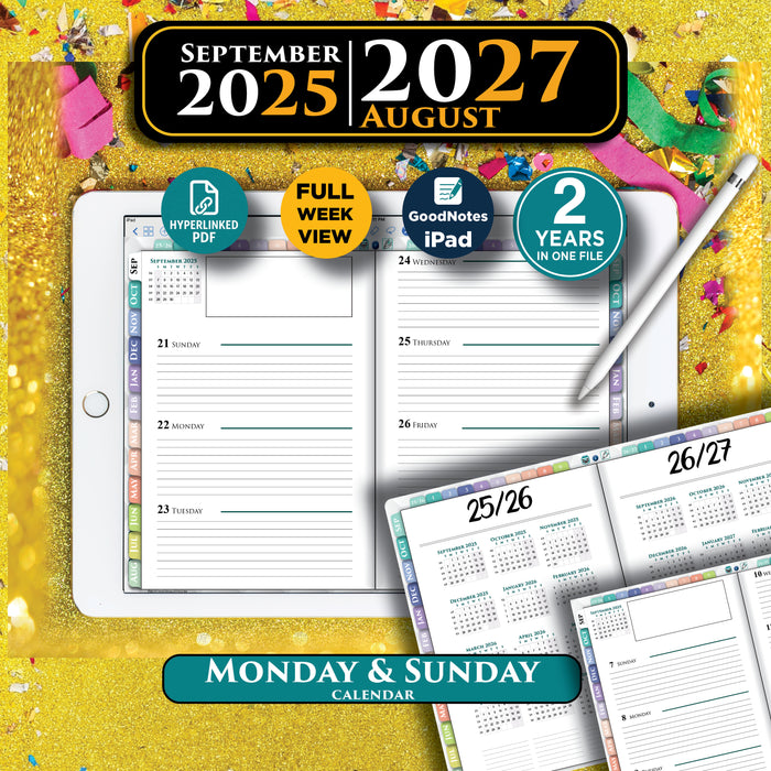 Digital Simple Weekly Planner | GoodNotes Notability Template 2025 2026 | PDF download