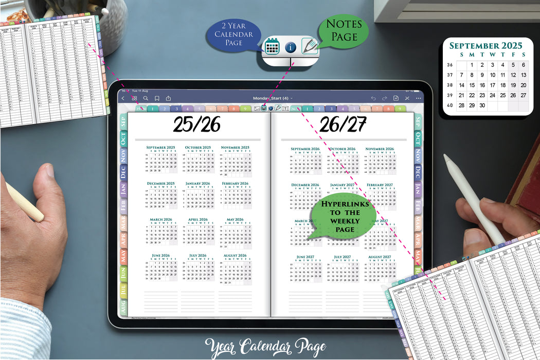 Digital Simple Weekly Planner | GoodNotes Notability Template 2025 2026 | PDF download