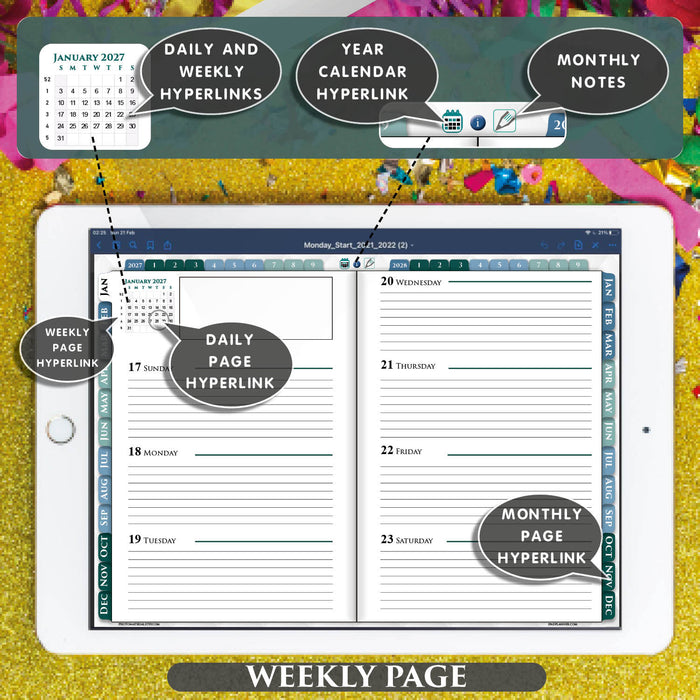 2027 2028 Franklin Digital Planner download | adhd daily digital planner