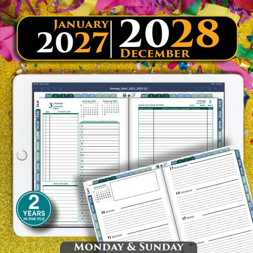 2027 2028 Franklin Digital Planner download | adhd daily digital planner 