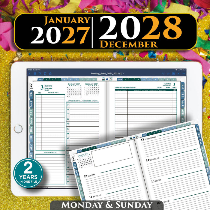 2027 2028 Franklin Digital Planner download | adhd daily digital planner 