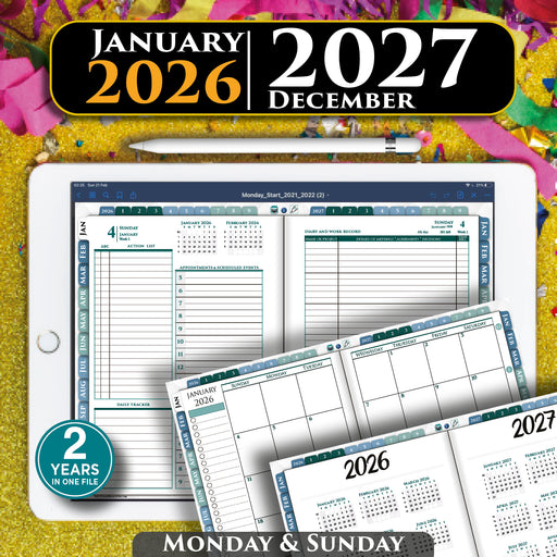 2026 2027 Franklin Digital Planner download | adhd digital planner daily