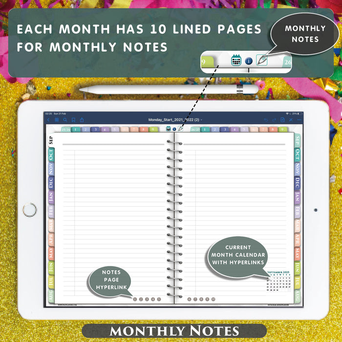 Digital Happy Weekly Planner and Monthly Planner for 2025 2026
