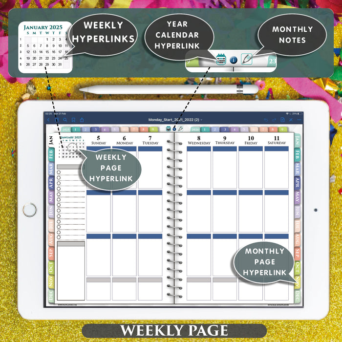 Digital Weekly Planner and Monthly Planner for 2025 2026