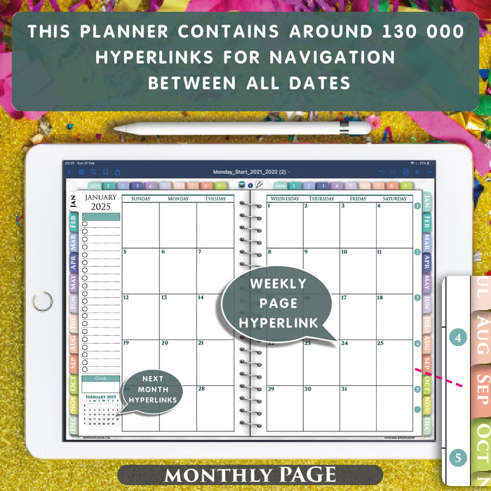 Digital Weekly Planner and Monthly Planner for 2025 2026