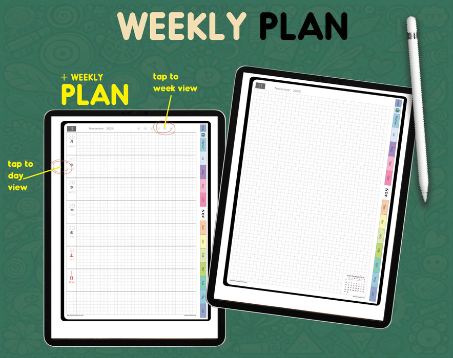 26-27 Vertical Digital Hobonichi Techo Planner | PDF Download