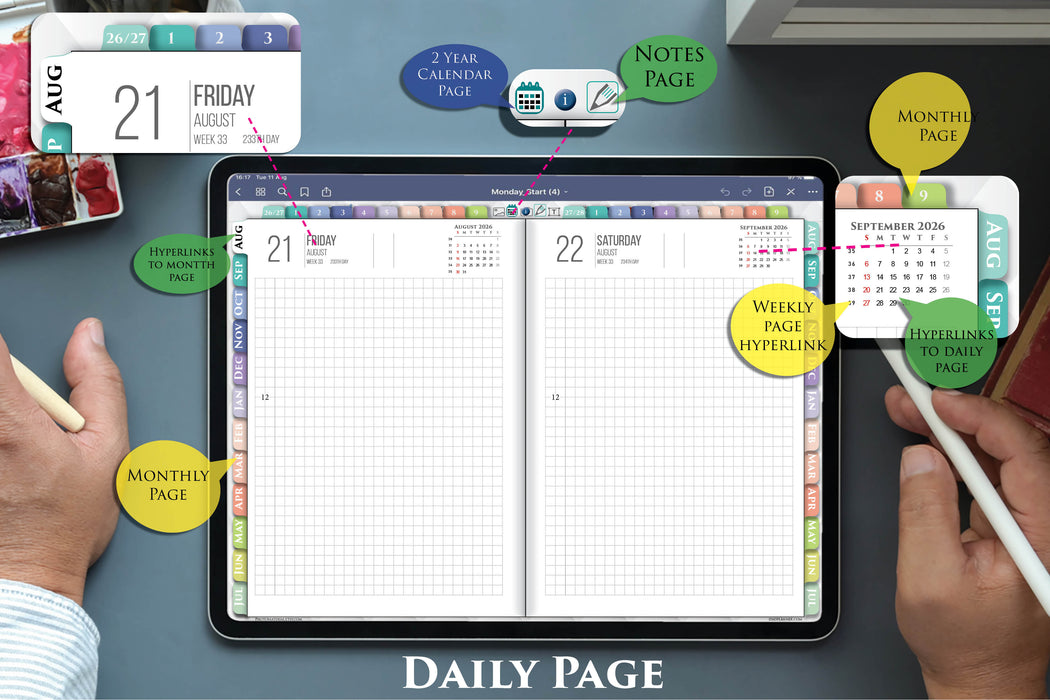 Digital Rainbow Hobonichi Techo Daily Weekly Planner for 2026 2027 2028