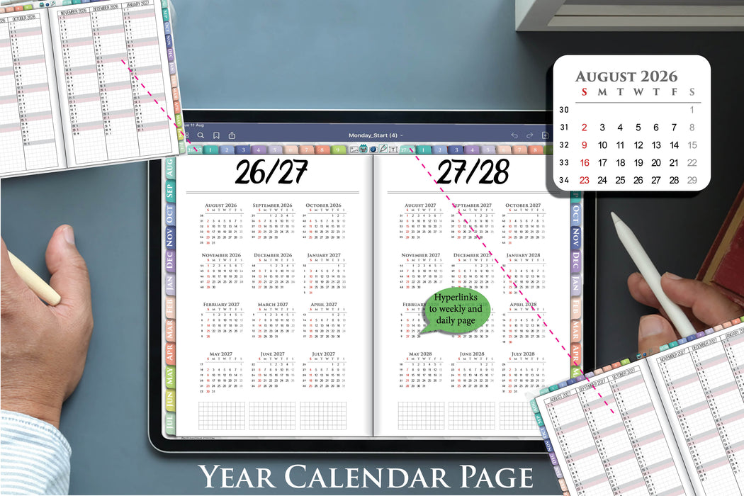 Digital Rainbow Hobonichi Techo Daily Weekly Planner for 2026 2027 2028