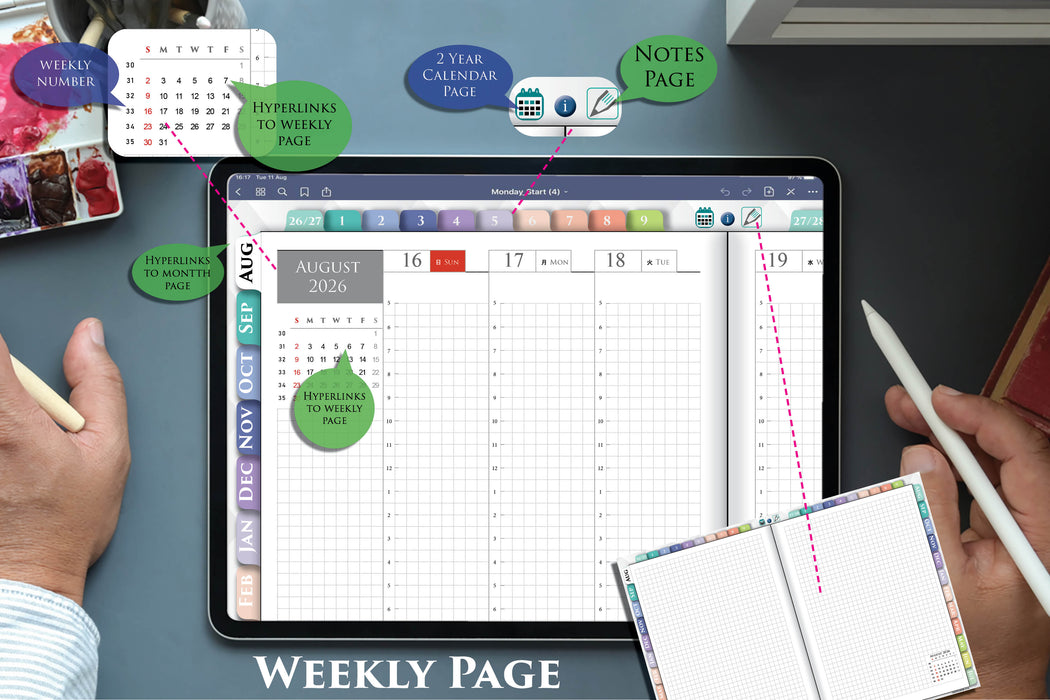 Digital Rainbow Hobonichi Techo Daily Weekly Planner for 2026 2027 2028