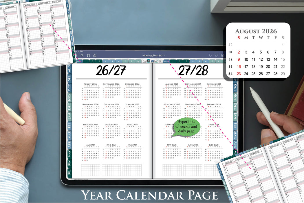 2026 2027 Digital Hobonichi Techo Planner, With Daily pages for GoodNotes and Notability