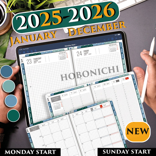 2025 2026 Digital Hobonichi Techo Planner, With Daily pages for GoodNotes and Notability