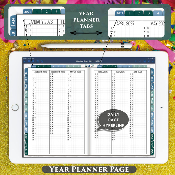 2026 2027 Digital Hobonichi Techo Planner, With Daily pages for GoodNotes and Notability