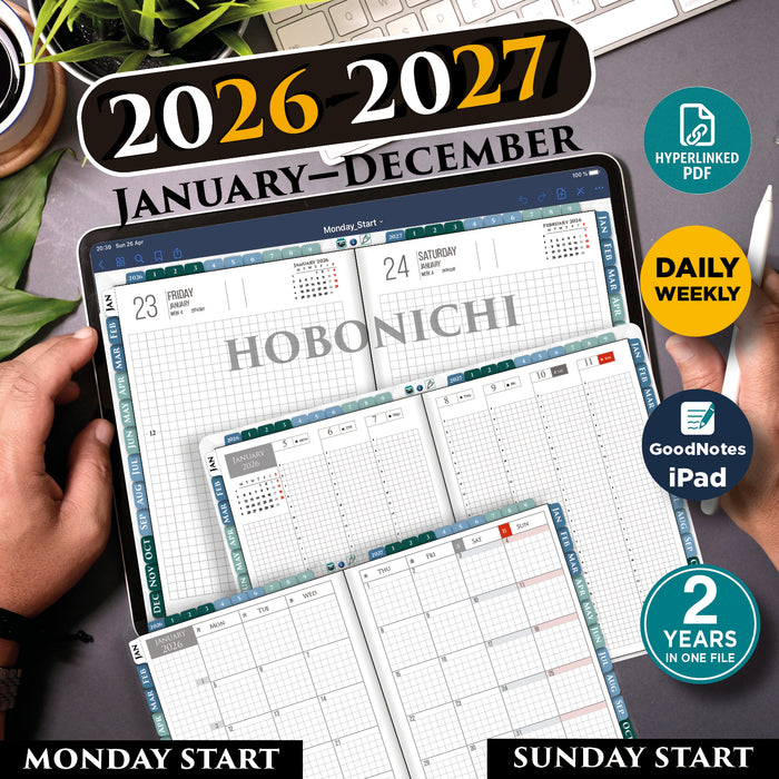 2026 2027 iPad Hobonichi Cousin Planner for handwriting digital planning