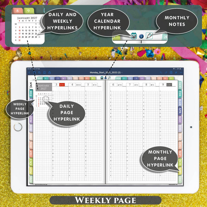 Digital Rainbow Hobonichi Techo Daily Weekly Planner for 2027 2028