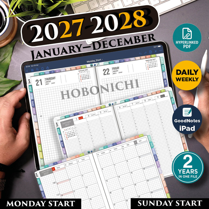 Digital Rainbow Hobonichi Techo Daily Weekly Planner for 2027 2028