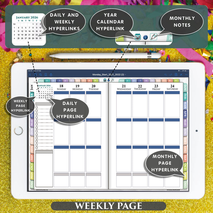 Simple Lined Digital Planner 2026–2027 | Daily Writing Journal & Planner for iPad