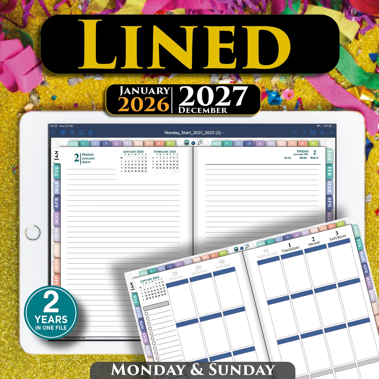 Lined Digital Planner 2026–2027 | Simple Daily Journal & Planner for i ...