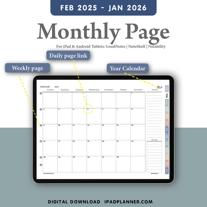 monthly page of digital marketing planner