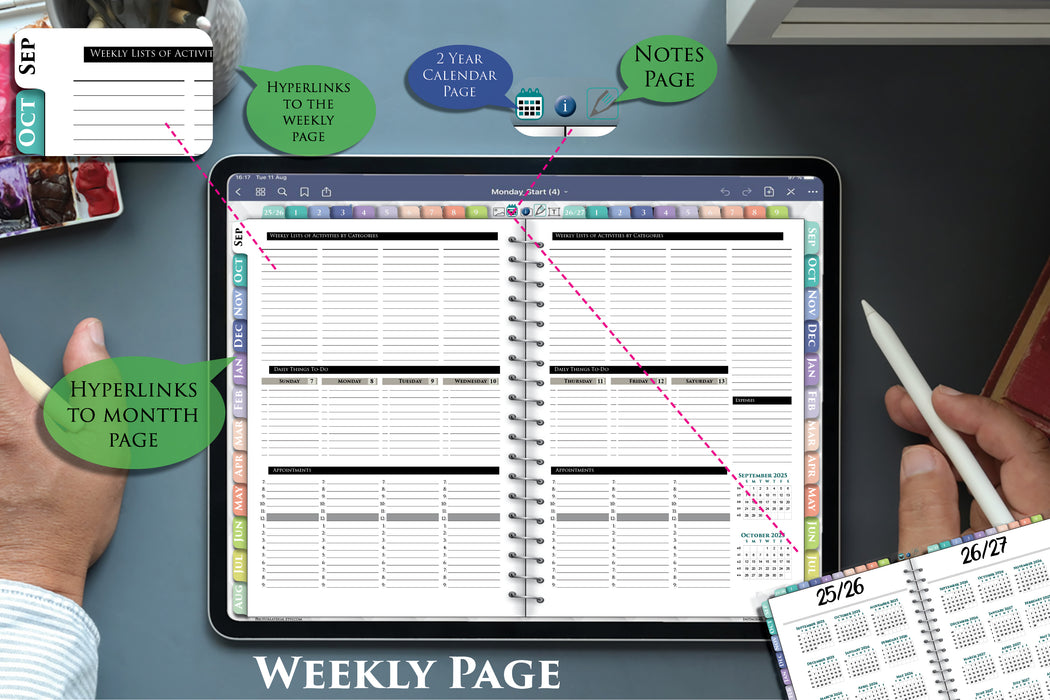 2025-2026 Digital Weekly Planner Pad | PDF Download