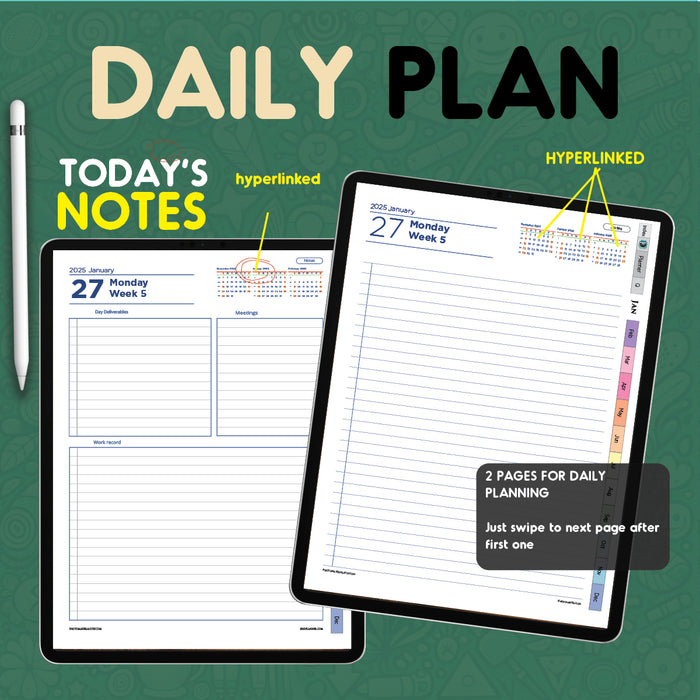 digital project daily day planner pdf template