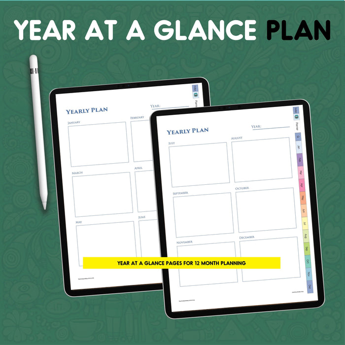year at a glance digital project planner page template for goodnotes and notability