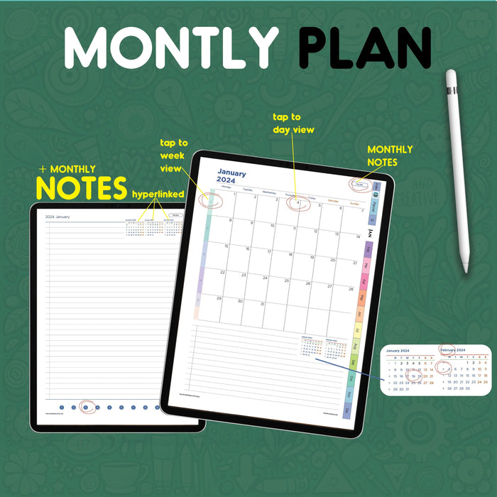 monthly plan in digital project planner