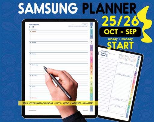2025-2026 Digital Samsung Notes Planner Template for Android tablet